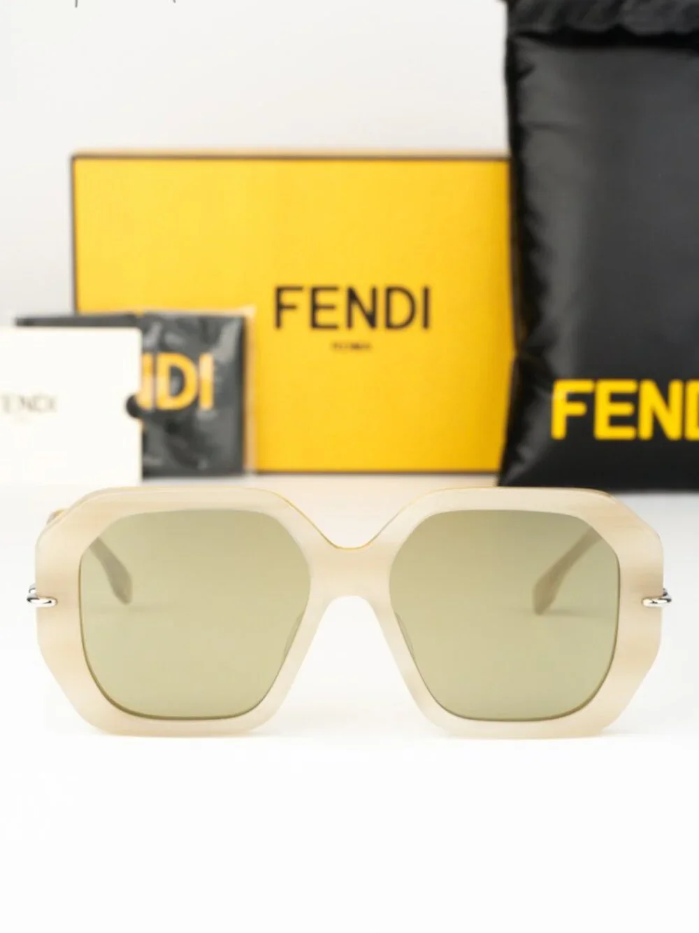 Fendi Women Sunglasses Square Brown Silver Mirror FE40173I 60Q NEW AUTHENTIC